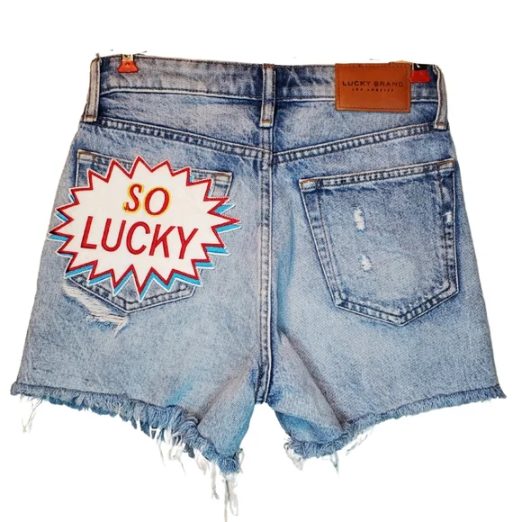 LUCKY BRAND 'SO LUCKY' Womens High Rise Cut Off Jean Shorts - Picture 3 of 7
